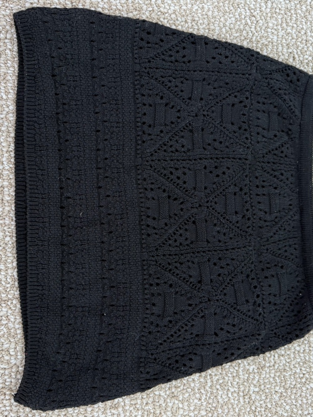 Zara Black Crochet Knit Skirt with Elastic Waistband